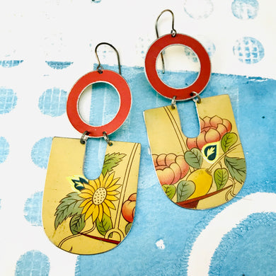 Flower Bowl Chunky Horseshoes Zero Waste Tin Earrings