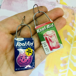 Vintage Kool-aid Packets Arched Wire Tin Earrings
