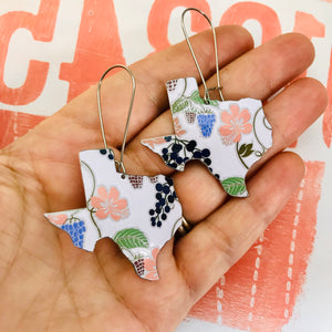 Flowers & Grapes Texas Roses Upcycled Tin Earrings