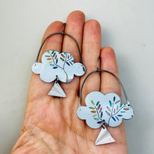 Load image into Gallery viewer, Olive Tree Clouds &amp; Paper Airplanes Tin Earrings