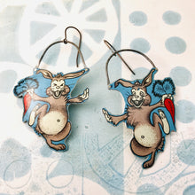 Load image into Gallery viewer, Kooky French Rabbits Upcycled Tin Earrings