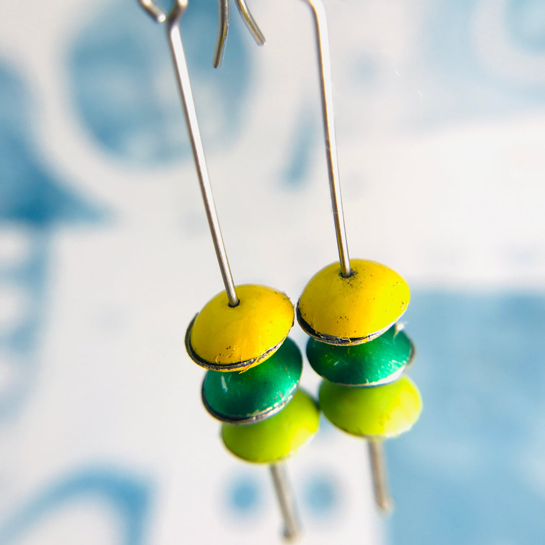 Greens & Yellow Tiny Macarons Tin Earrings