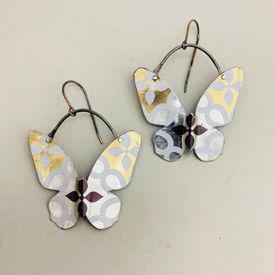 Silver & Gold Butterflies Upcycled Tin Earrings