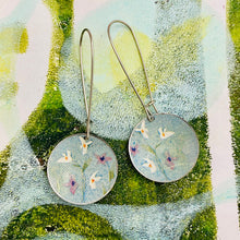 Load image into Gallery viewer, Tiny Flowers on Pale Blue Medium Basin Earrings