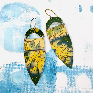 Blue Tipped Blossom Shield Zero Waste Earrings