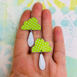 Sweet Dotty Chartreuse Rain Clouds Zero Waste Tin Earrings