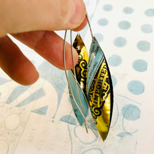 Load image into Gallery viewer, Jasmine Tea Long Pods Upcycled Tin Leaf Earrings