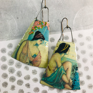 Roman Bathing Women Zero Waste Tin Long Fans Earrings