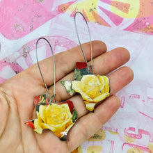 Load image into Gallery viewer, Yellow Rose of Texas Upcycled Tin Earrings