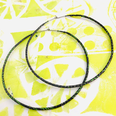 Spiraled Tin Giant Gray Hoop Earrings