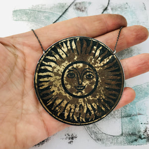 Happy Sun Upcycled Tin Necklace