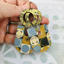 Load image into Gallery viewer, Retro Circles and Asterisks Chunky Horseshoes Zero Waste Tin Earrings