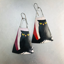 Load image into Gallery viewer, Halloween Owl Upcycled Tin Earrings