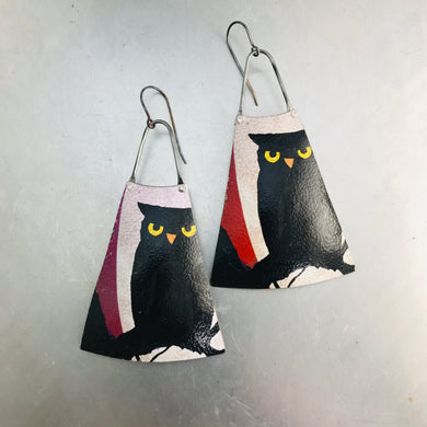 Halloween Owl Upcycled Tin Earrings