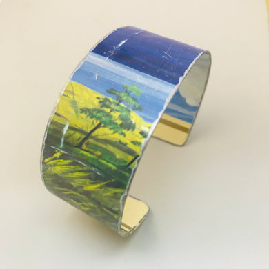 Scottish Landscape Green Upcycled Tin Cuff