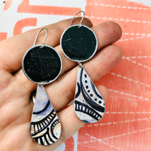 Load image into Gallery viewer, Ink Doodles Long Teardrops Tin Earrings