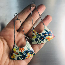 Load image into Gallery viewer, Wildflower Spray Upcycled Tin Fan Earrings