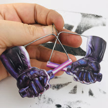 Load image into Gallery viewer, Darth Gloves &amp; Lightsaber Upcycled Tin Earrings
