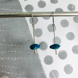 Teal & Bluebird Wavy Bead Upcycled Tin Earrings