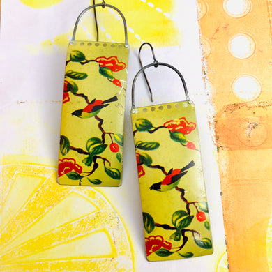 Song Birds Long Narrow Tin Earrings