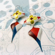 Load image into Gallery viewer, Golden Flowers &amp; Argyle Rex Ray Zero Waste Tin Earrings