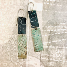 Load image into Gallery viewer, Black &amp; White Patina Rectangles Tin Earrings