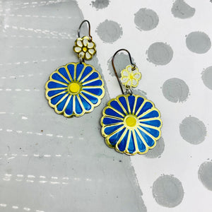 Bright Blue Blossoms Tin Earrings