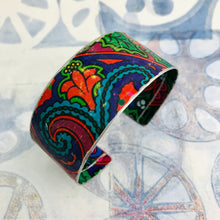 Load image into Gallery viewer, Bright Red, Green &amp; Purple Upcycled Tin Cuff
