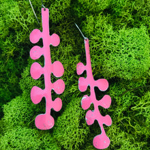 Load image into Gallery viewer, Happy Bubblegum Pink Matisse Leaves Upcyled Tin Earrings
