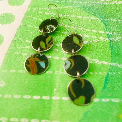 Deep Midnight Tri-dot Upcycled Tin Earrings