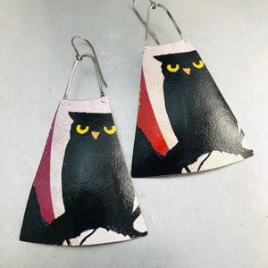 Halloween Owl Upcycled Tin Earrings