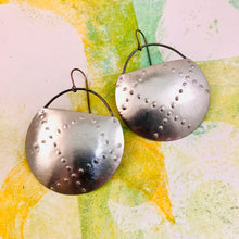Load image into Gallery viewer, Quilted Silver Circles Recycled Tin Earrings