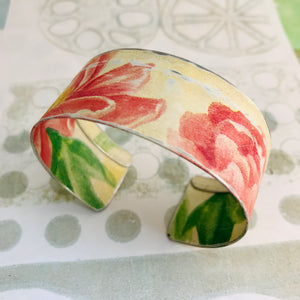 Pink Blossoms Upcycled Tin Cuff