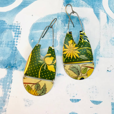 Yellow Blossoms in Polka Dots Zero Waste Earrings