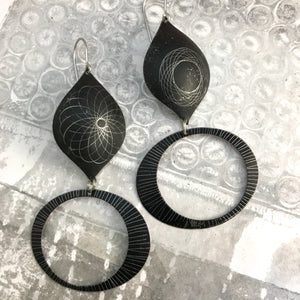 Retro Spirograph Ogee Zero Waste Tin Earrings