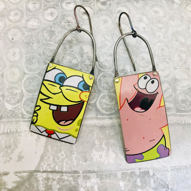 Sponge Bob & Patrick Arched Wire Tin Earrings