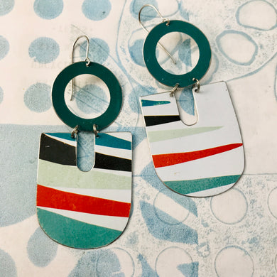 Deep Teal Mod Colors Chunky Horseshoes Zero Waste Tin Earrings