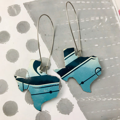 Ocean & Dusky Blue Upcycled Tin Texas Earrings