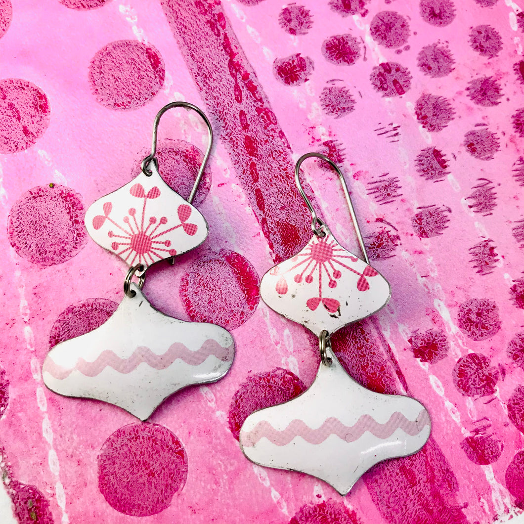 Pink and White Rex Ray Zero Waste Tin Earrings