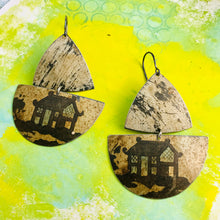 Load image into Gallery viewer, Japanese House Oxidized Sailboats Upcycled Tin Earrings
