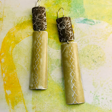 Rustic Matte Camel Argyle Zero Waste Tin Earrings