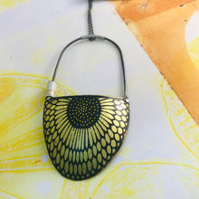 Load image into Gallery viewer, Golden Sunflower on Black Recycled Tin Necklace