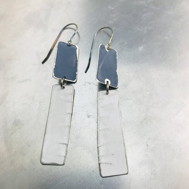 Rustic Matte Gunmetal & White Zero Waste Tin Earrings