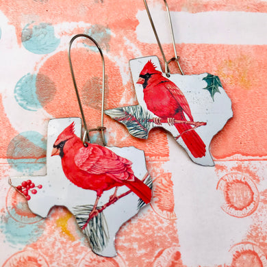 Cardinals Texas Upcycled Tin Earrings