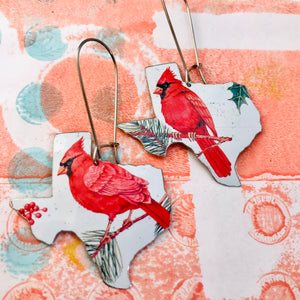 Cardinals Texas Upcycled Tin Earrings