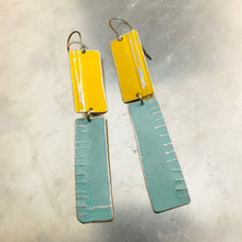 Load image into Gallery viewer, Rustic Matte Aqua &amp; Yellow Zero Waste Tin Earrings