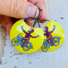Load image into Gallery viewer, No Hands! Curious George Circles Upcycled Tin Earrings