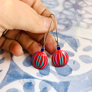 Bright Round Christmas Ornaments Tin Earrings