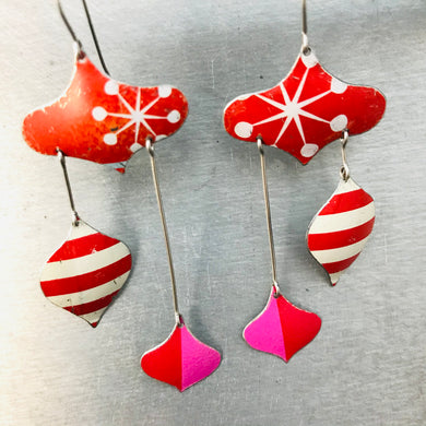 Retro Red & Pink Mod Asterisks Rex Ray Zero Waste Tin Earrings