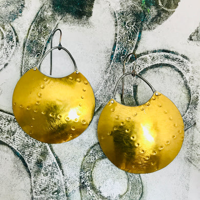 Quilted Gold Upcycled Circle Earrings